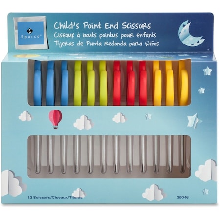 Sparco Scissors, 5", Point Tip, Easy Grip Handle, 12/PK, AST PK SPR39046